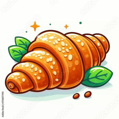 Delicious Golden Croissant Pastry Bakery Illustration