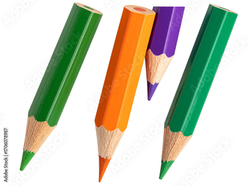 colored pencils isolated on white background