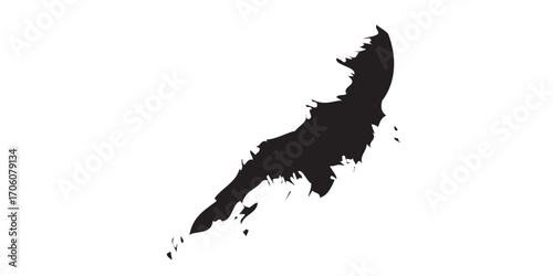 Silhouette of Palau Islands Black Shape on White Background.