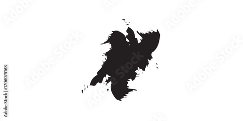 Abstract black ink splash with textured grunge edges and dynamic splatter details.