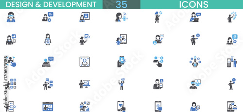 Modern design development icons for web mobile app development and business concepts vector