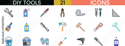 Collection of diy tools icons for home improvement projects and crafts vector