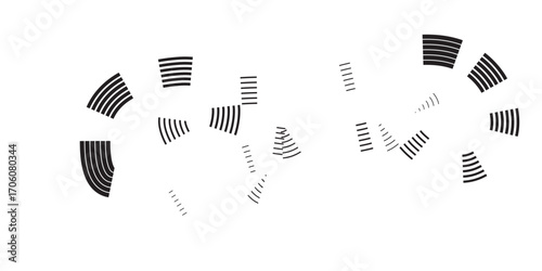Abstract Black and White Curved Line Segments Pattern.