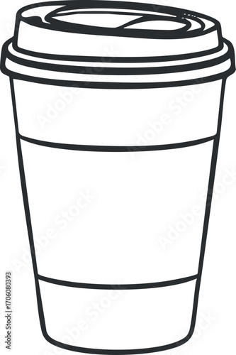 Illustration of a takeaway coffee cup with a classic design and simple line art style.