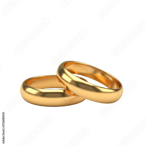 Two Gold Wedding Rings Stacked Together Symbolizing Love Marriage and Commitment Celebration