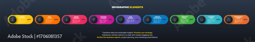 Modern infographics vector template. Business data visualization. White process chart. Simple design with nine circles, steps, options, parts or processes.
