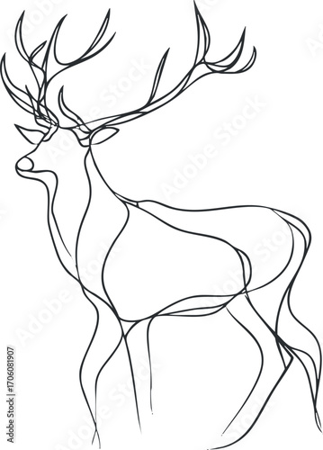Stylized line art illustration of a deer with prominent antlers in elegant form.