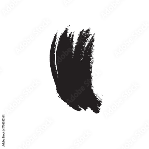 Dark Semicircular Brushstroke with Textured Edges and Uneven Distribution.