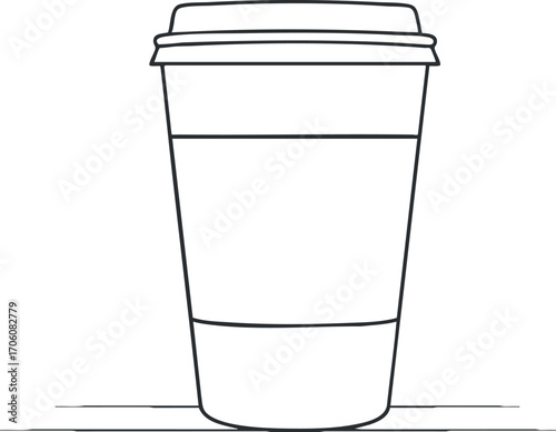 A minimalist outline illustration of a takeaway coffee cup designed for stylish beverage presentations.