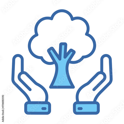 Tree Care Blue Vector Icon