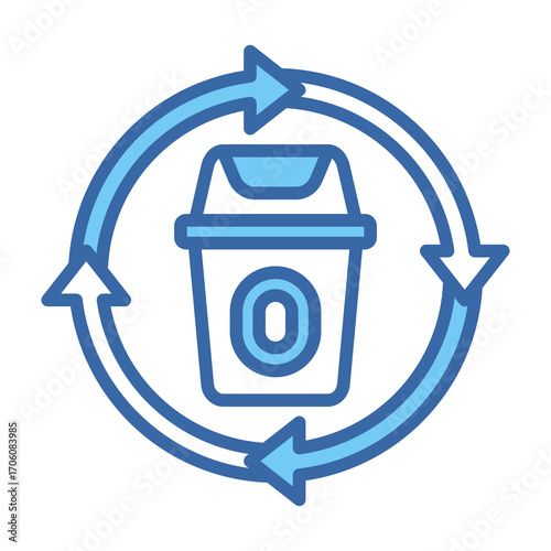 Zero Waste Blue Vector Icon