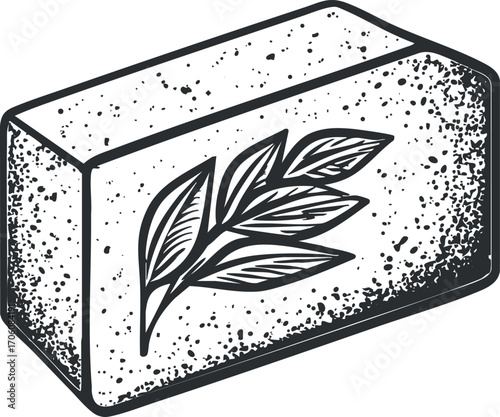 A natural soap bar featuring an elegant leaf design perfect for eco-friendly beauty routines.