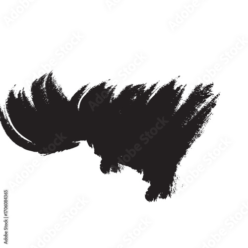 Abstract Black Ink Brush Stroke With Dynamic Textured Strokes.