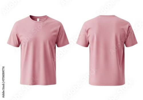 Front and back view of a mauve colored crew neck t-shirt.
