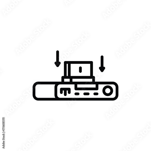 A camera icon with two arrows pointing down suggests attaching an external flash