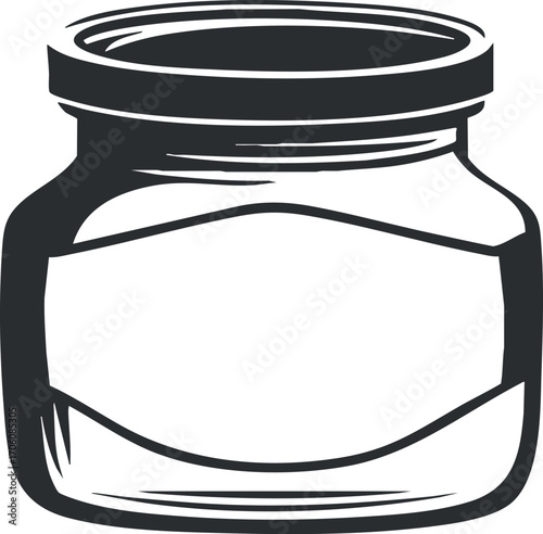 Empty glass jar illustration suitable for storage or food preservation purposes