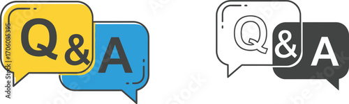 Modern Yellow and Blue Q and A Speech Bubbles with Transparent Background Design