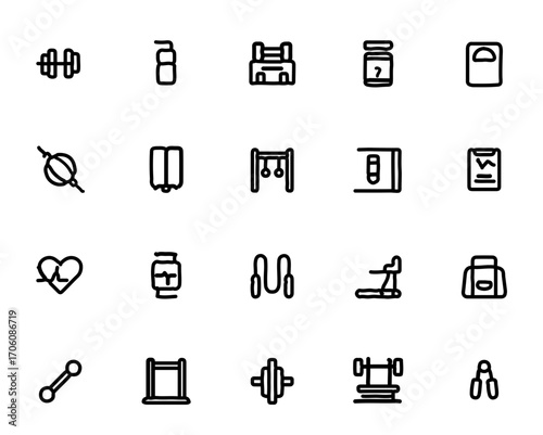 Dynamic fitness icons for modern workout motivation and health tracking apps