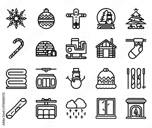 Captivating winter holiday icons perfect for festive designs and seasonal promotions