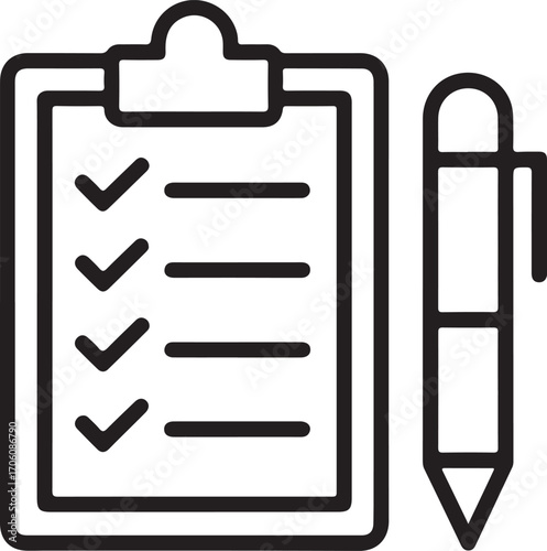 Clipboard with checklist and pen icon for task management