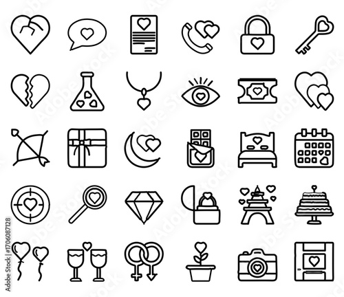 Discover charming vector icons for love, romance, and Valentine's Day celebrations