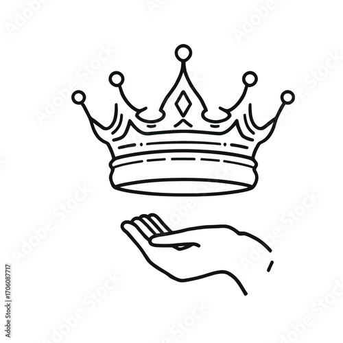 Simple black crown silhouette with hand 