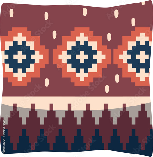 Oriental textile cushion vector illustration