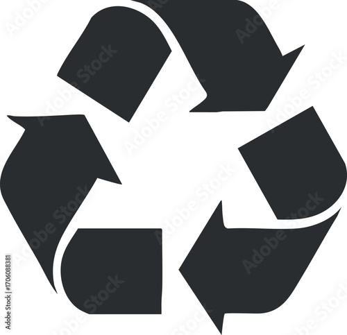 A simple black recycling symbol representing sustainability and eco-friendly practices.