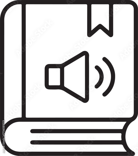 Audiobook icon representing a book with a speaker symbol