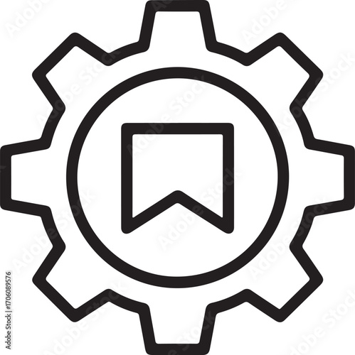 Gear with bookmark icon symbolizing settings and favorites
