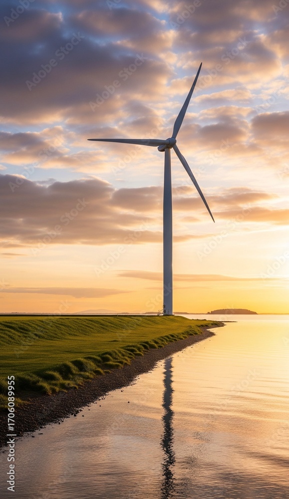 Obraz premium wind turbines at sunset