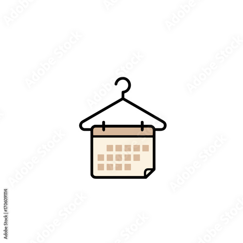 Icon for capsule wardrobe apps, minimalist design, neutral colors, organization concept, copy space