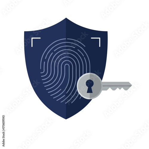 Icon for biometric password managers, modern security design, blue colors, digital protection concept, copy space