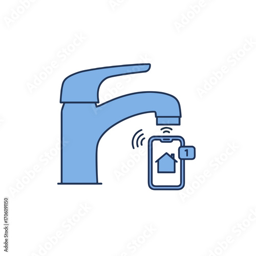 Icon for smart home leak detectors, modern design, blue colors, technology concept, copy space