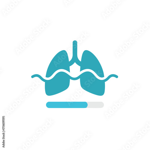 Icon for breathwork meditation apps, calming design, turquoise colors, wellness concept, copy space