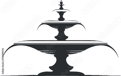 A decorative silhouette of a classic fountain with elegant curves and intricate design details.