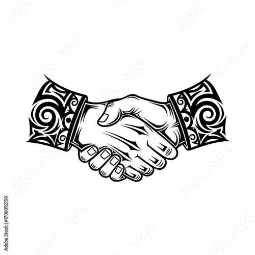 Handshake agreement business deal hands partnership silhouette vector illustration