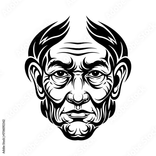 Caesar laurel wreath face portrait ancient roman silhouette vector illustration