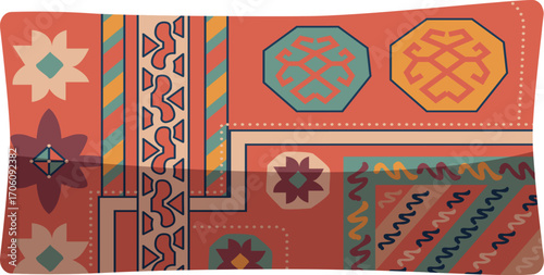 Textile pillow with eastern decor