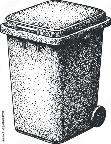 A detailed illustration of a wheeled trash bin suitable for waste disposal and recycling.