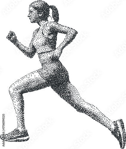 A dynamic illustration of a woman running showcasing fitness and athleticism in action