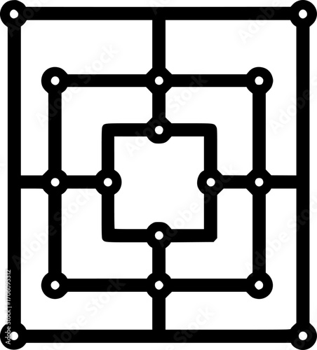 Nine men's morris board outline icon vector
