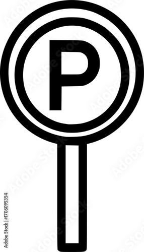 Parking meter sign outline icon vector
