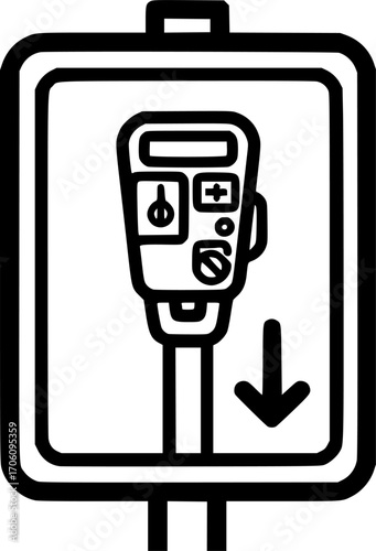 Parking meter sign outline icon vector
