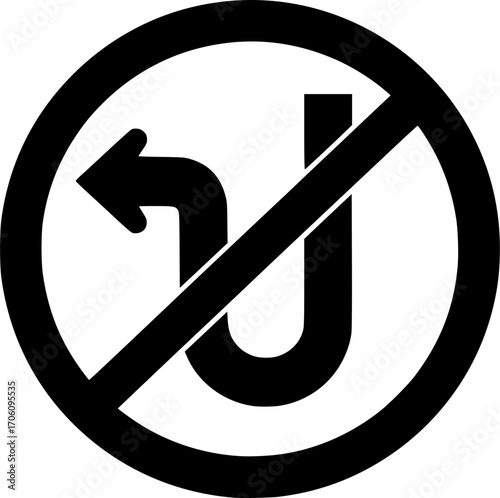 No u-turn sign outline icon vector
