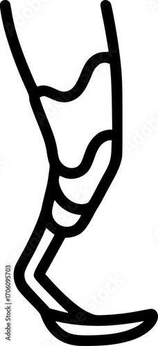 Prosthetic leg outline icon vector
