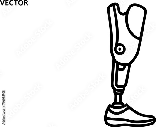 Prosthetic leg outline icon vector
