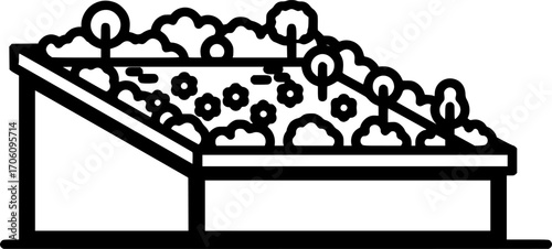 Green roof garden outline icon vector
