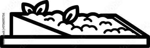 Green roof garden outline icon vector
