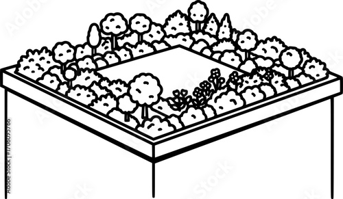 Green roof garden outline icon vector
